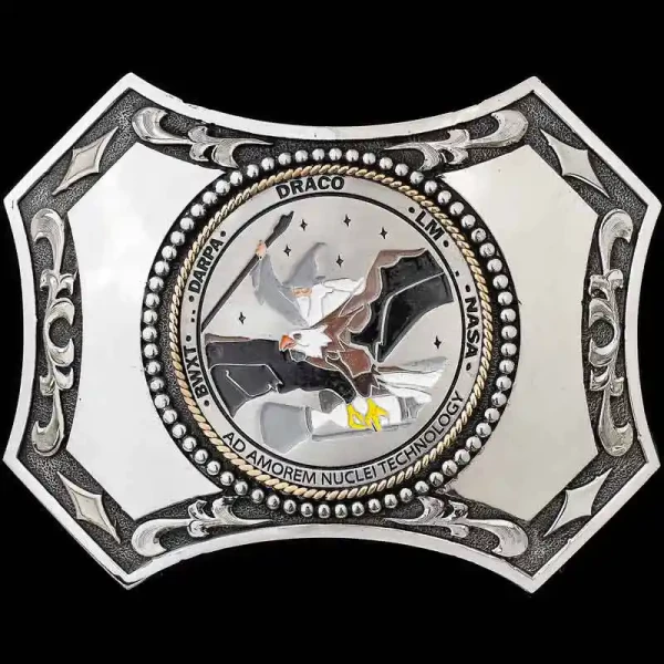 The Salem Belt Buckle features a unique shape with a masculine feel and an epic silver dual tone finish. 
